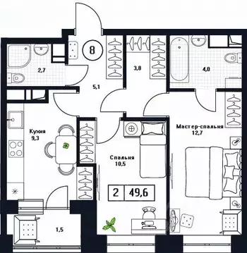2-к кв. Московская область, Пушкино Пушкино Град жилой комплекс, к3 ...