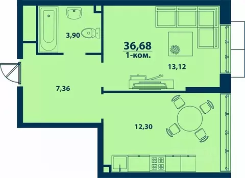 1-к кв. Башкортостан, Уфа ул. Ивана Спатара, 14 (36.68 м)