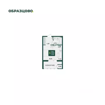 Студия Краснодарский край, Краснодар Образцово мкр,  (27.61 м)