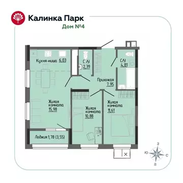 2-к кв. Удмуртия, Ижевск Восток-3 МОТ СНТ, 90 (61.47 м)