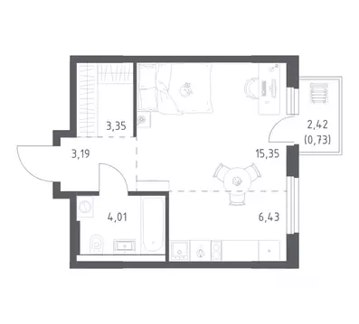 1-к кв. Башкортостан, Уфа ул. Минигали Губайдуллина, 8к9 (33.06 м)