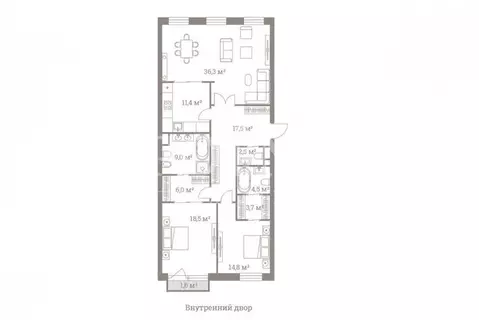 3-комнатная квартира: Москва, улица Большая Полянка, 44 (124 м)