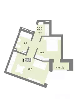 1-к кв. Свердловская область, Екатеринбург ул. Металлургов, 63/1 (39.9 ...