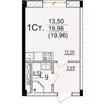 Квартира-студия: Дербент, ЖК Аль-Бейт Парк (19.96 м)