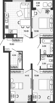 3-к кв. Калининградская область, Гурьевский муниципальный округ, пос. ...
