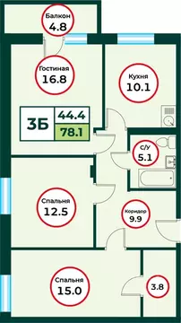 3-к кв. Красноярский край, Красноярск городской округ, пос. Солонцы ...