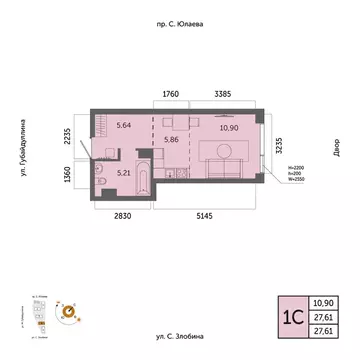1-к кв. Башкортостан, Уфа Зеленая Роща жилрайон, Урбаника жилой ...
