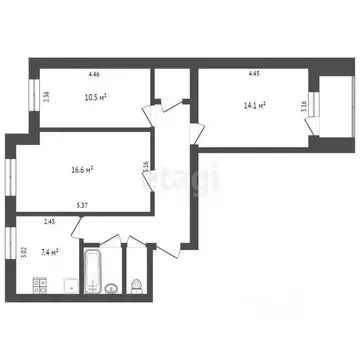 3-к кв. Ямало-Ненецкий АО, Муравленко ул. Нефтяников, 29 (64.9 м)