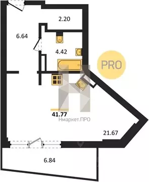 Студия Севастополь ул. Летчиков, 10 (40.6 м)