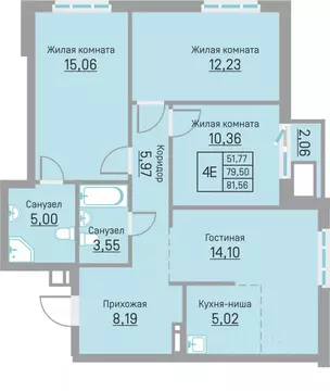 4-к кв. Пермский край, д. Кондратово ул. Водопроводная, 6/4 (81.56 м)