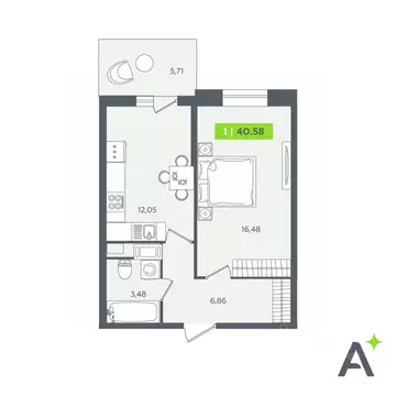 1-к кв. Ленинградская область, Кудрово г. Всеволожский район, ...