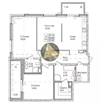 2-комнатная квартира: Сестрорецк, Авиационная улица, 5к8 (94.48 м)