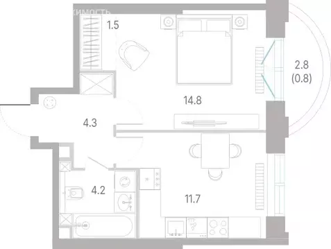 1-комнатная квартира: Москва, ВАО, район Сокольники (37.3 м)