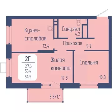 2-к кв. Красноярский край, Красноярск Свободный просп. (54.5 м)