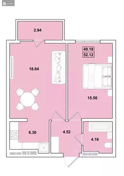 2-к кв. Иркутская область, Иркутск Ново-Ленино мкр,  (52.12 м)
