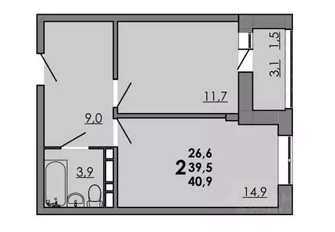 2-к кв. Ростовская область, Ростов-на-Дону Левенцовский мкр,  (40.9 м)
