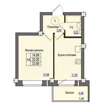1-к кв. Псковская область, Псковский район, Завеличенская волость, д. ...