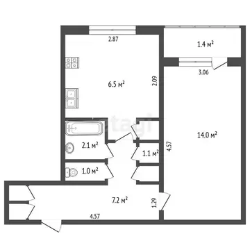 1-комнатная квартира: Саранск, проспект 70 лет Октября, 76 (32.7 м)