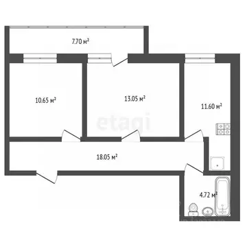 2-к кв. Тюменская область, Тюмень ул. Раушана Абдуллина, 7 (54.5 м)