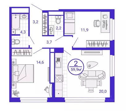 2-к кв. Свердловская область, Екатеринбург Уктус жилрайон, Астон ...