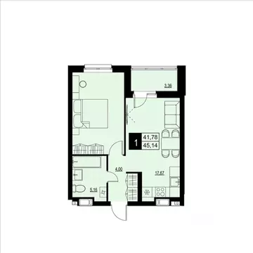 1-к кв. Самарская область, Самара АмГрад жилой комплекс (43.46 м)