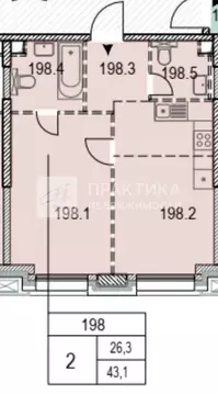 2-комнатная квартира: Москва, улица Архитектора Власова, 71к1 (43.1 м)