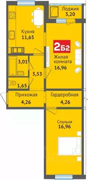 2-к кв. Чувашия, Чебоксары ул. Богдана Хмельницкого, 129 (65.48 м)