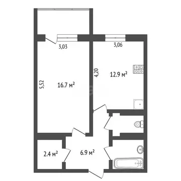1-комнатная квартира: Омск, проспект Мира, 165/2 (44.1 м)