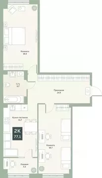 2-к кв. Курганская область, Курган Заозерный жилрайон, 6А мкр, ул. ...