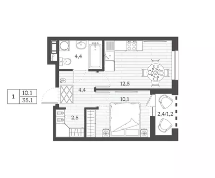 1-к кв. Дагестан, Дербент ул. Сальмана (35.1 м)