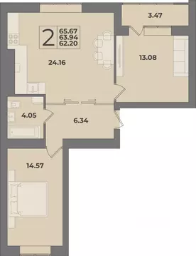 2-к кв. Калининградская область, Калининград Суздальская ул. (65.67 м)