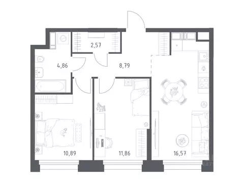 2-к кв. Москва Тропарево Парк мк, 5с3к2 (55.54 м)