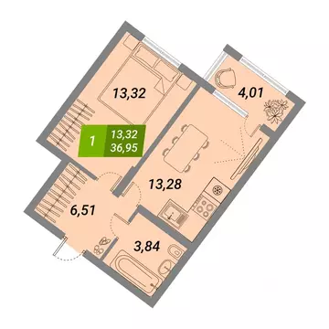 1-к кв. Новосибирская область, Новосибирск Сухарная ул., 105/1 (38.15 ...