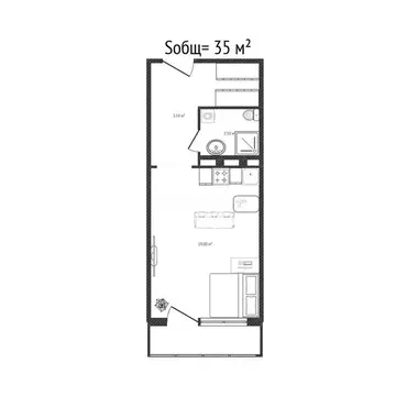Квартира-студия: Новосибирск, Тульская улица, 80 (35 м)