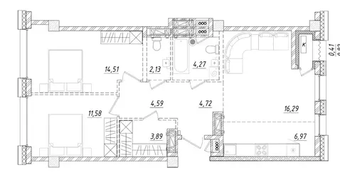 2-к кв. Приморский край, Владивосток ул. Достоевского (69.36 м)