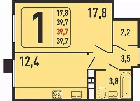 1-к кв. Московская область, Химки Сходня мкр, ул. Фрунзе, 30 (39.7 м)