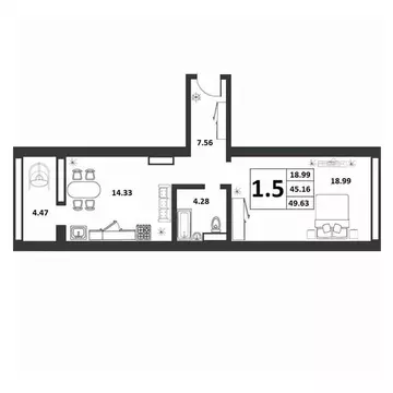 1-к кв. Новгородская область, Великий Новгород ул. Якова Павлова, 15 ...