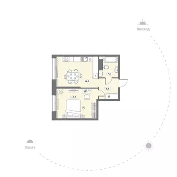 1-к кв. Вологодская область, Вологда ул. Возрождения, 35к1 (42.1 м)