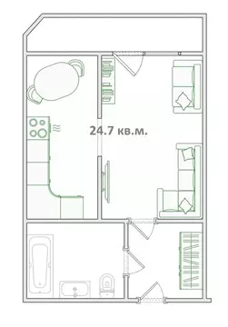 Студия Омская область, Омск ул. Б.Г. Шаронова, 29 (24.7 м)