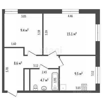2-к кв. Крым, Симферополь просп. Александра Суворова (47.3 м)