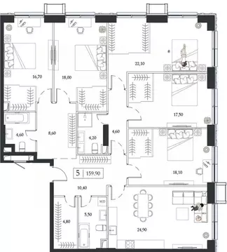 5-к кв. Москва просп. Андропова, 1 (159.9 м)
