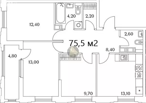 3-комнатная квартира: Санкт-Петербург, Планерная улица, 99 (75.5 м)