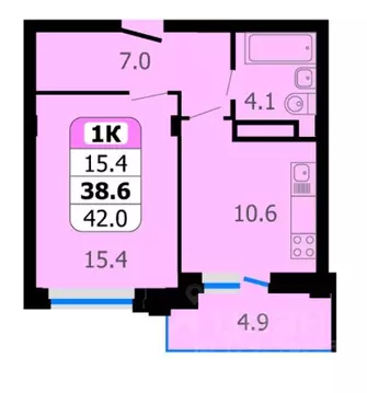 1-к кв. Чувашия, Новочебоксарск Восточная ул., 1к2 (42.0 м)