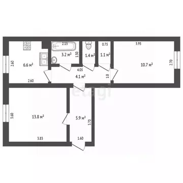 2-к кв. Мордовия, Саранск ул. Титова, 30 (46.8 м)