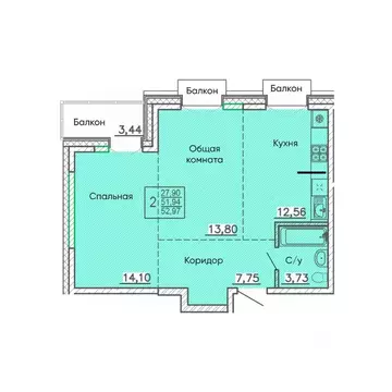 Свободной планировки кв. Бурятия, Улан-Удэ Энергетик мкр,  (52.97 м)