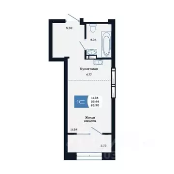 Студия Новосибирская область, Новосибирск ул. Титова, 48 (28.3 м)