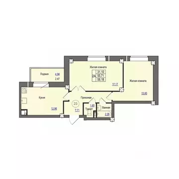 2-к кв. Псковская область, Псковский район, Завеличенская волость, д. ...