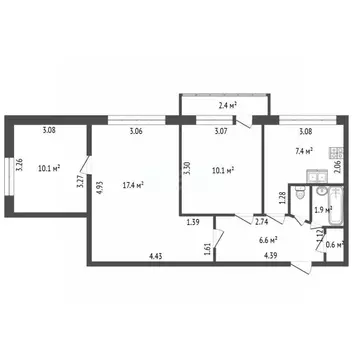 3-к кв. Санкт-Петербург просп. Большевиков, 33К4 (55.0 м)