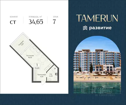Студия Крым, Саки Апартаментов Тамерун комплекс,  (34.65 м)