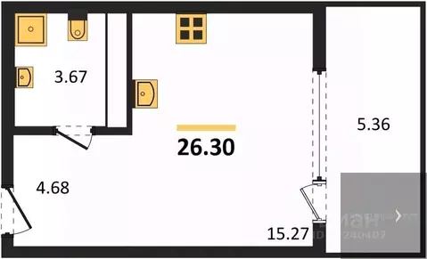 Студия Воронежская область, Воронеж наб. Чуева, 7 (26.3 м)